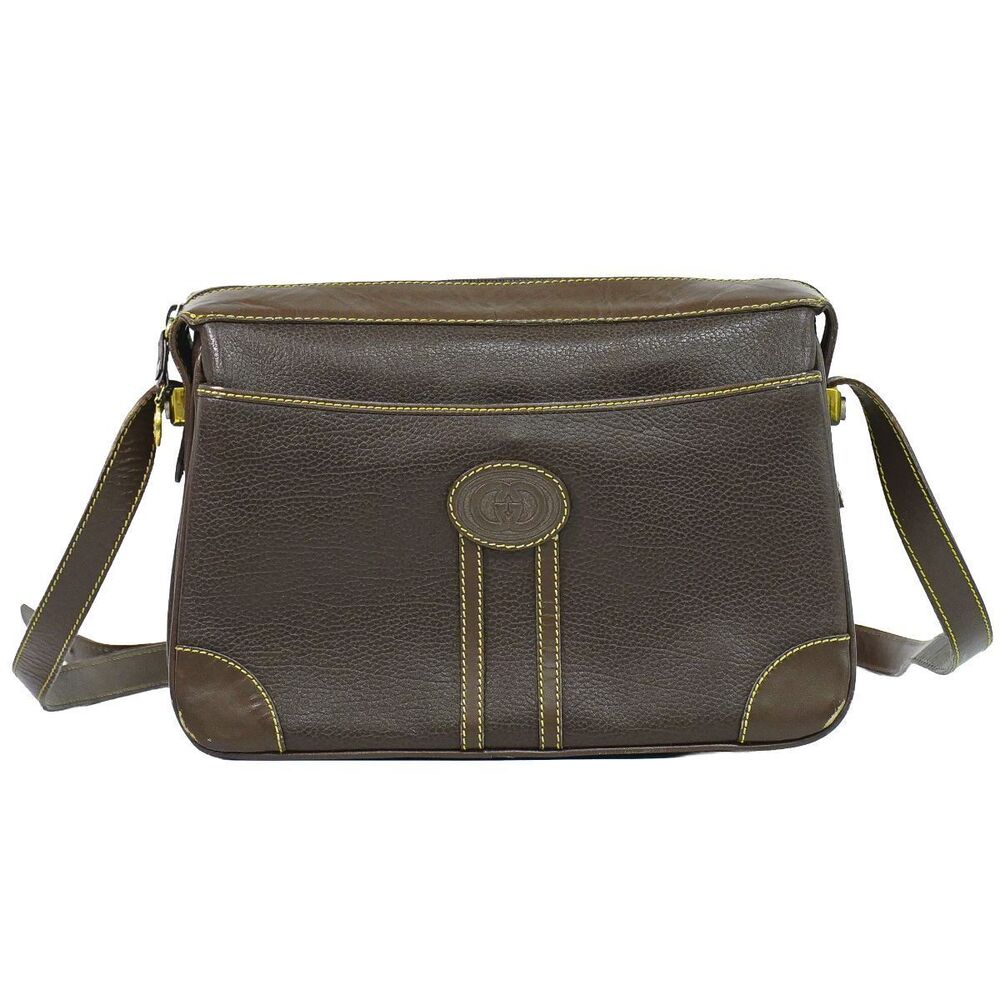 Gucci Shoulder Bag Pochette Leather Brown